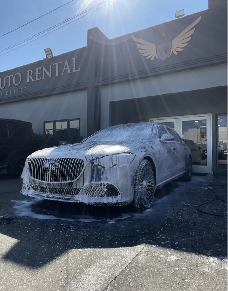 Mercedes-Maybach foam bath in sunlight