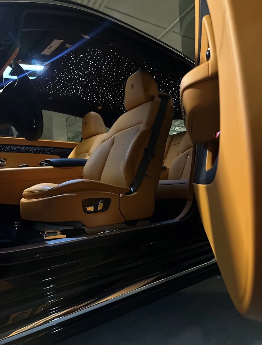 Luxury cognac leather interior detailed by Prime Detail Co.